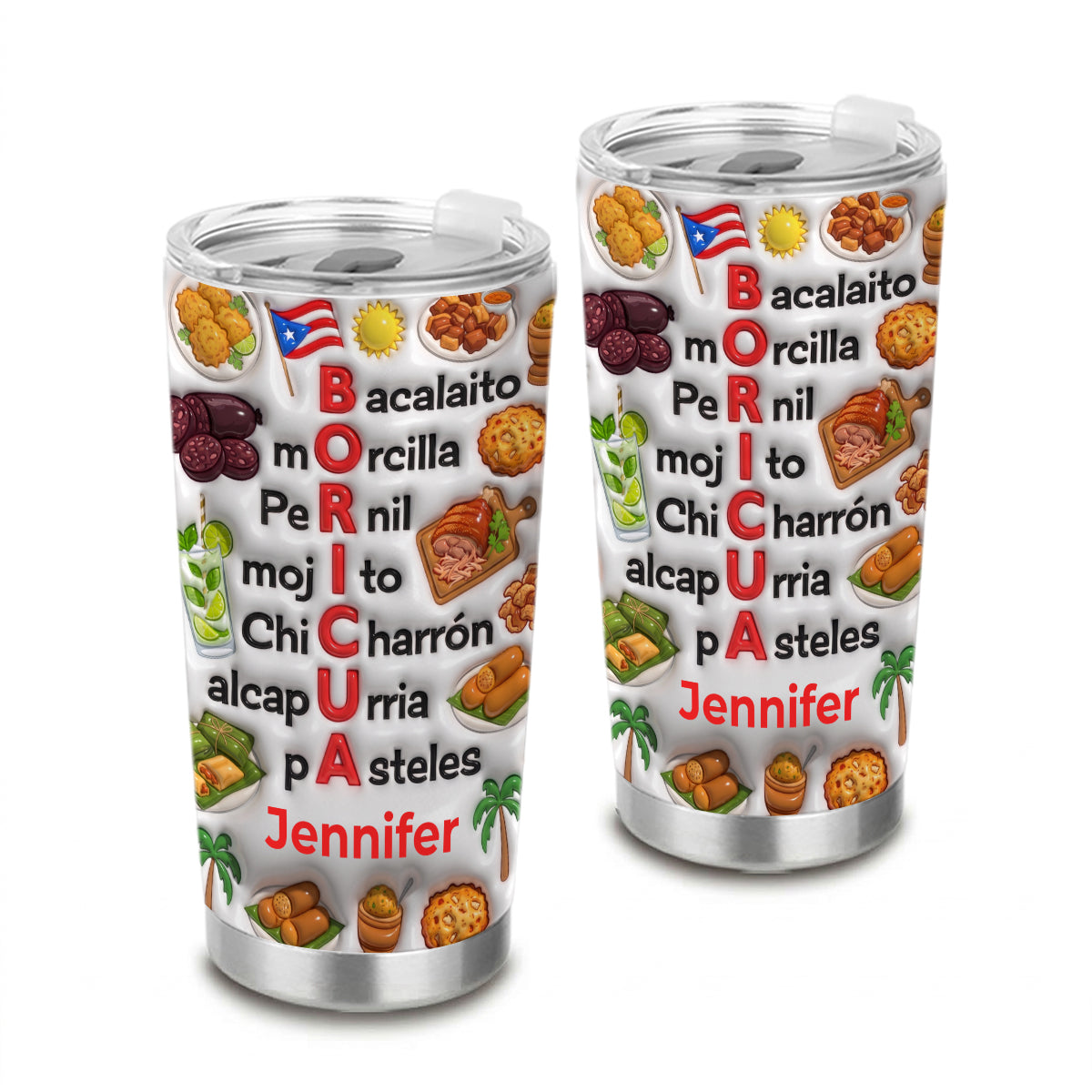 Custom Puerto Rico Boricua Tumbler With Symbols Effect
