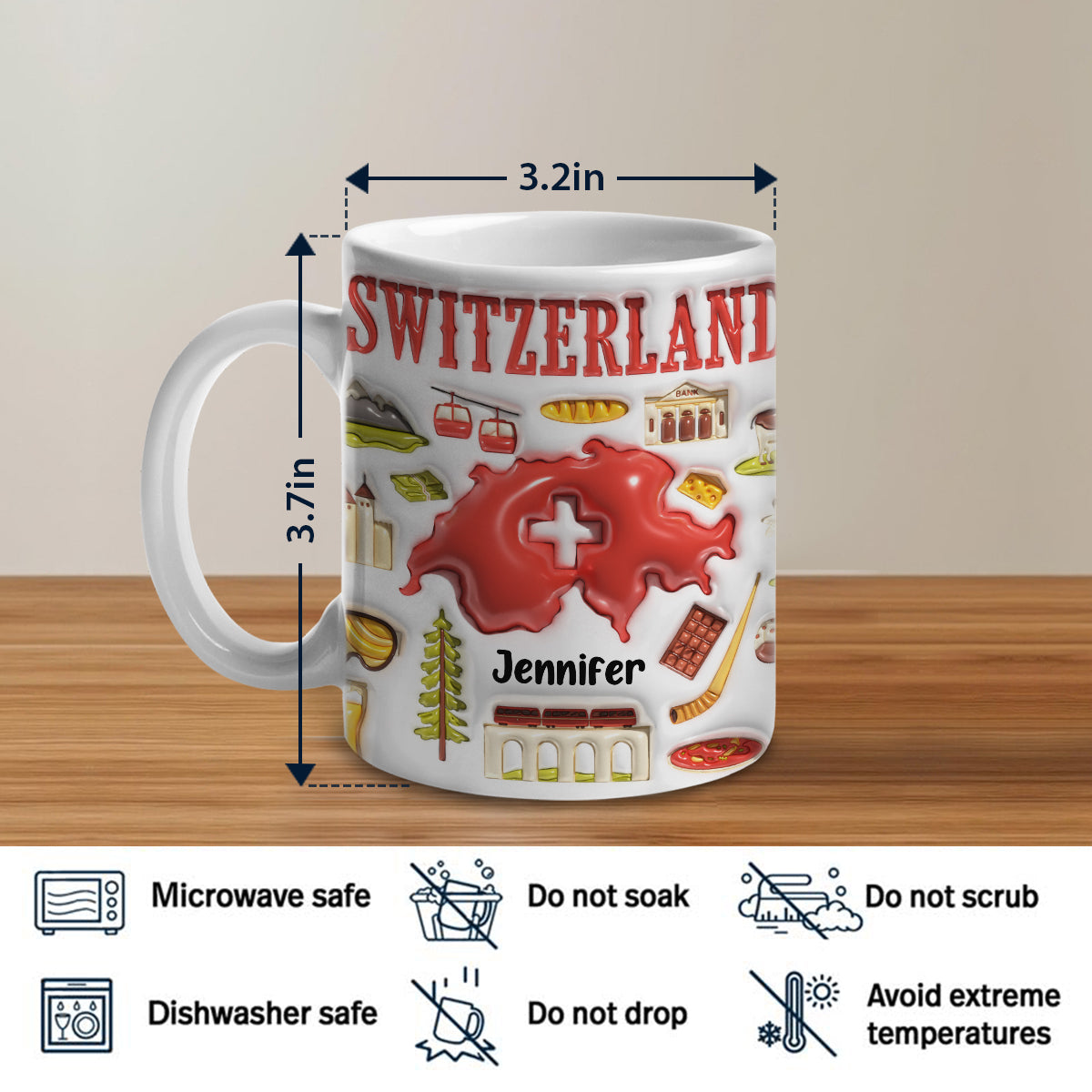 Custom Switzerland Coffee Mug Cup With Your Name