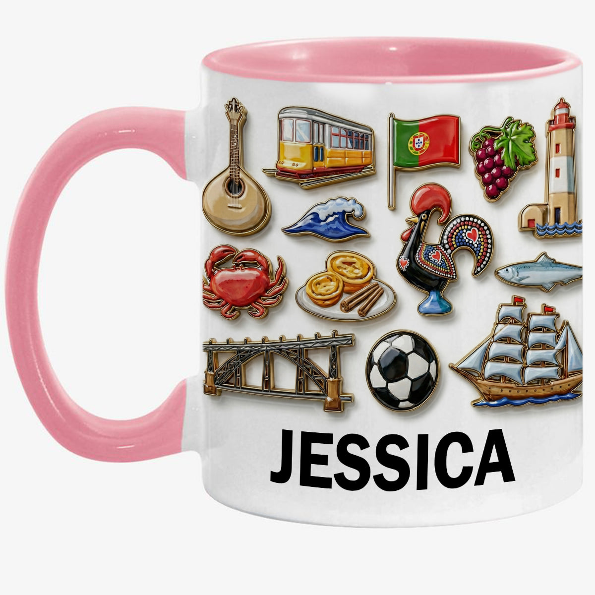 Portugal Culture 2D Printed Coffee Mug Cup Personalized With Name