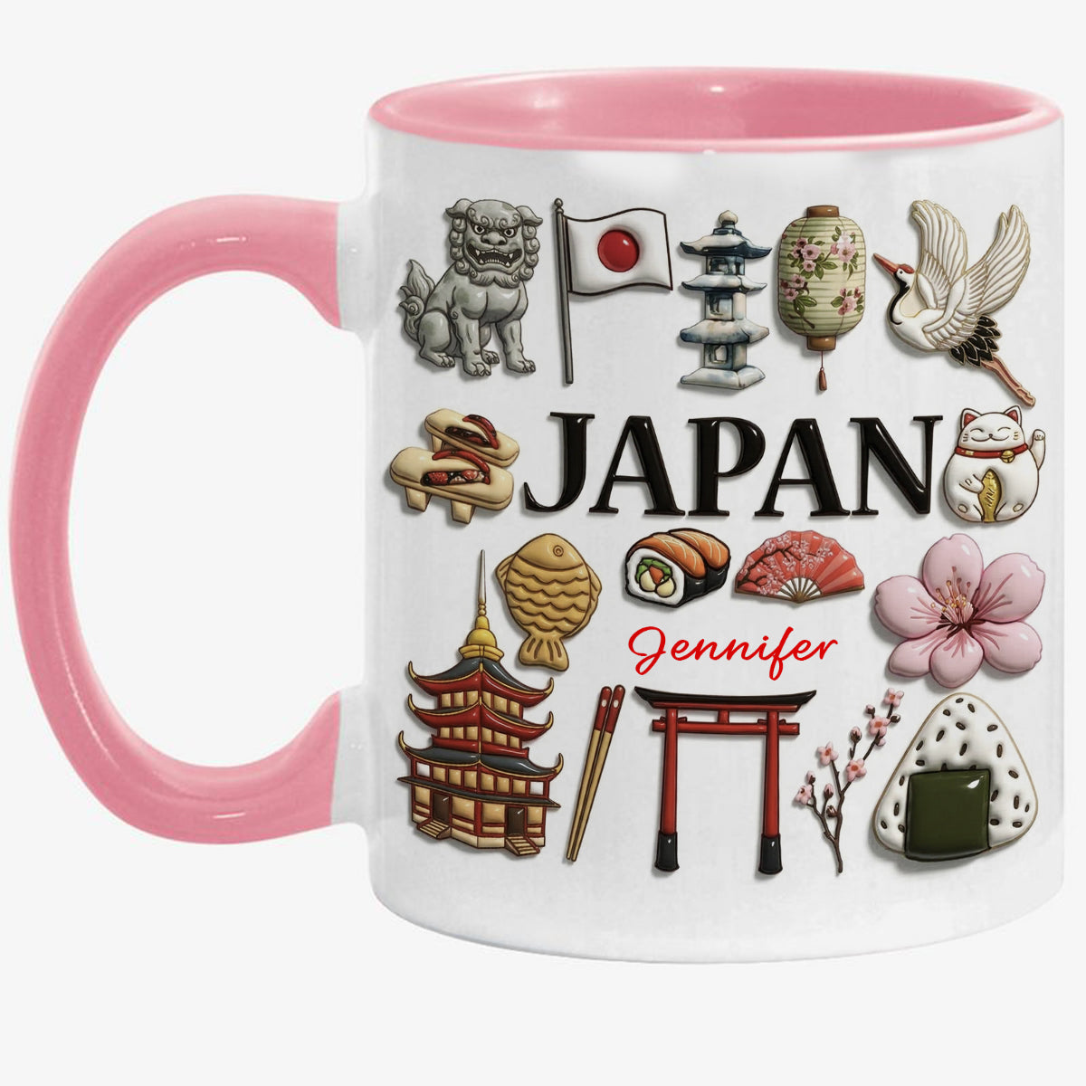 Custom Japan Accent Mug With Many Japan Symbols v2
