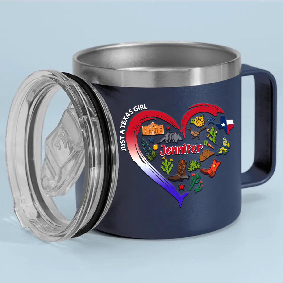 Just A Texas Girl Custom 14oz Stainless Steel Tumbler With Handle