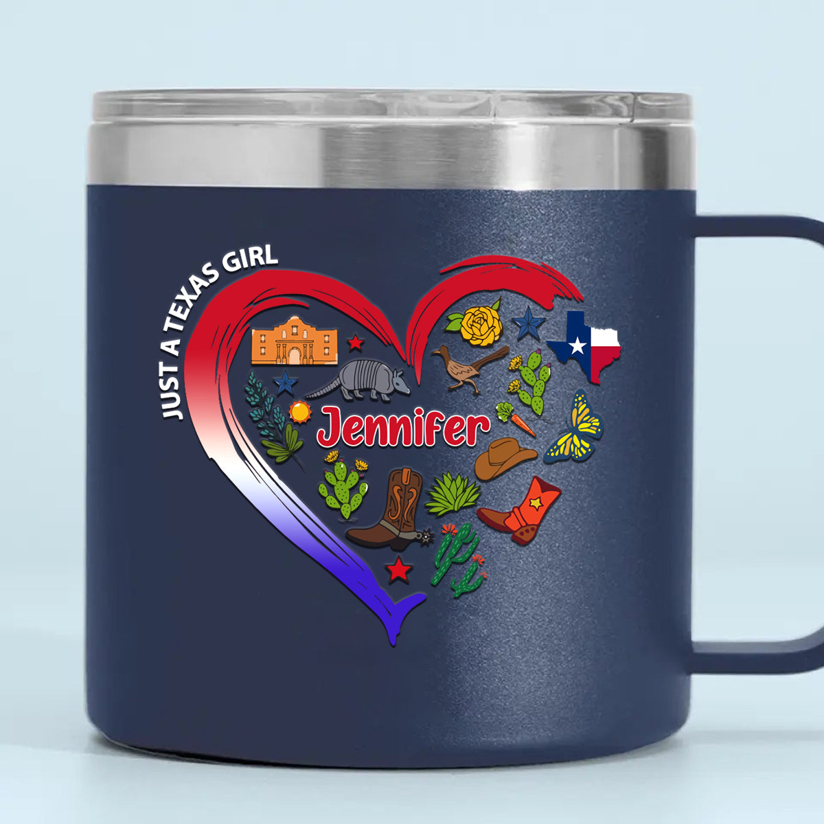 Just A Texas Girl Custom 14oz Stainless Steel Tumbler With Handle