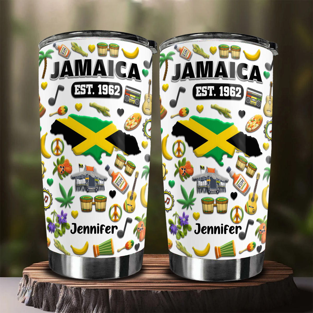 Custom Jamaica EST 1962 Tumbler Cup With Your Name