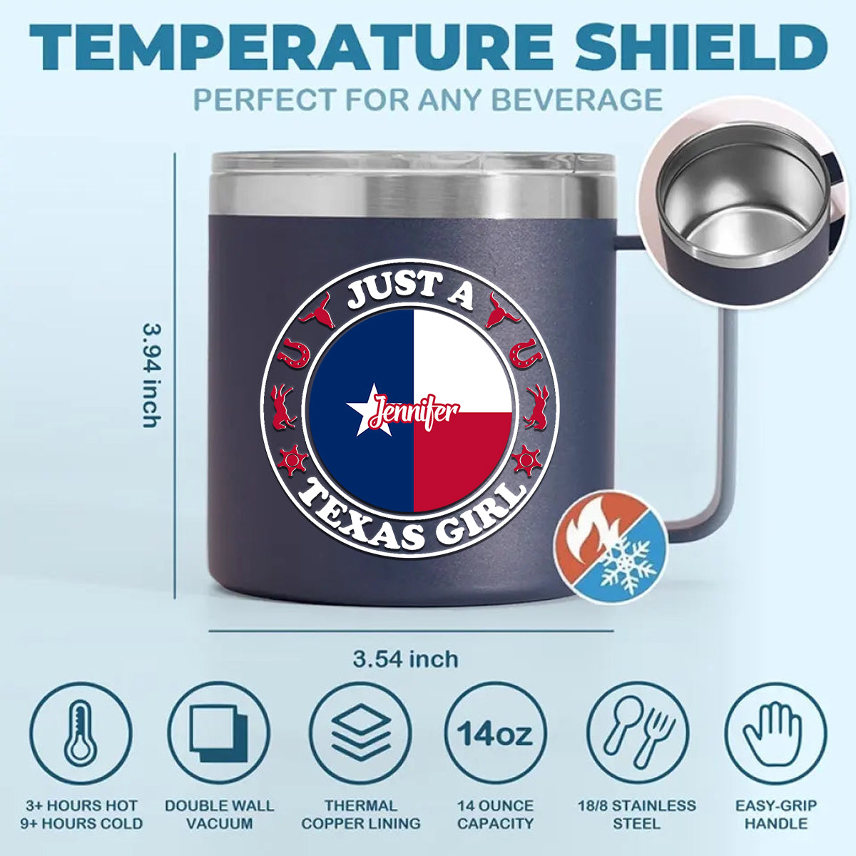 Custom Just A Texas Girl Tumbler 14oz With Your Name