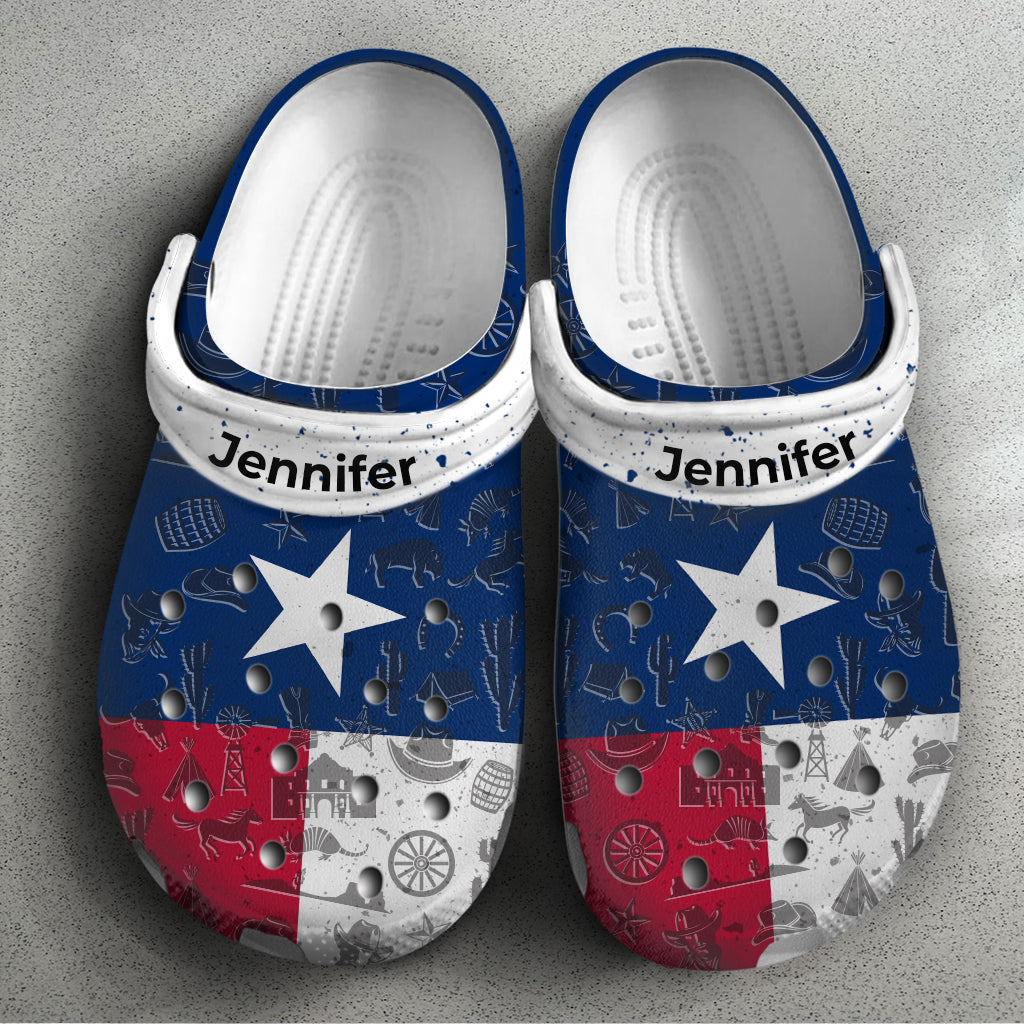 Texas Flag Personalized Clogs Shoes With Your Name