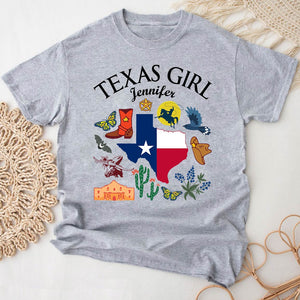 Customized Texas Girl T-shirt With Symbols And Name