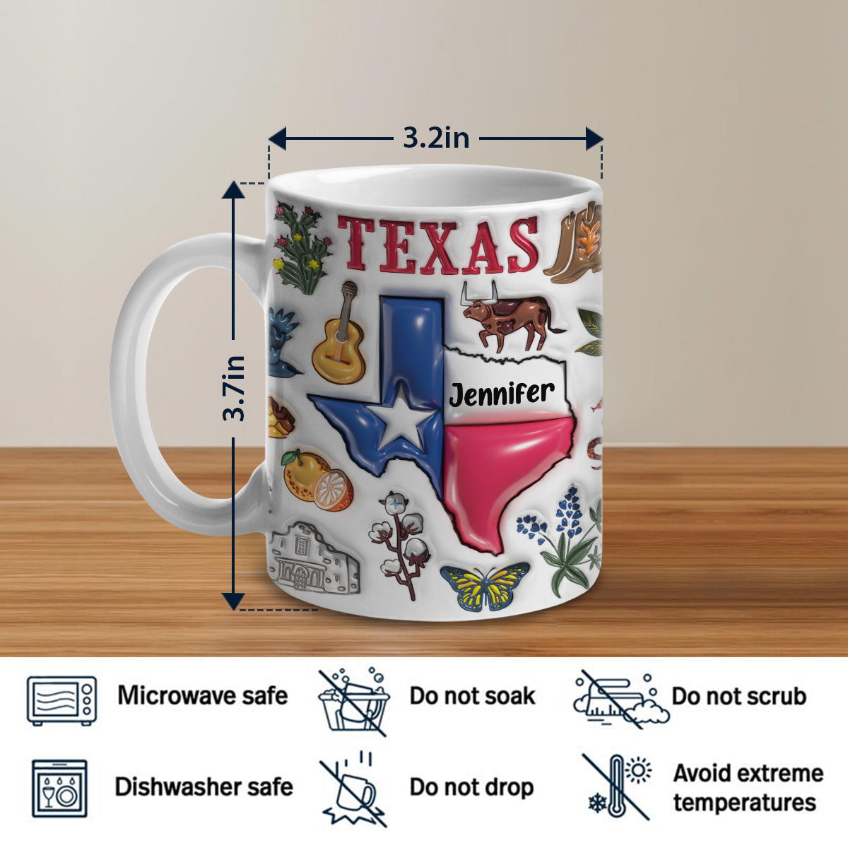 Custom Texas Coffee Mug Cup With Your Name