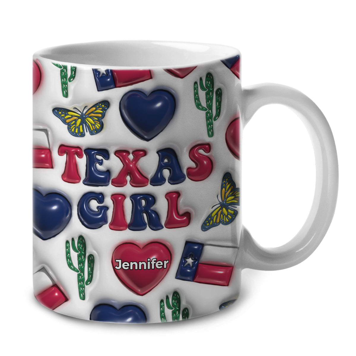 Texas Texan Girl Coffee Mug Cup With Custom Your Name