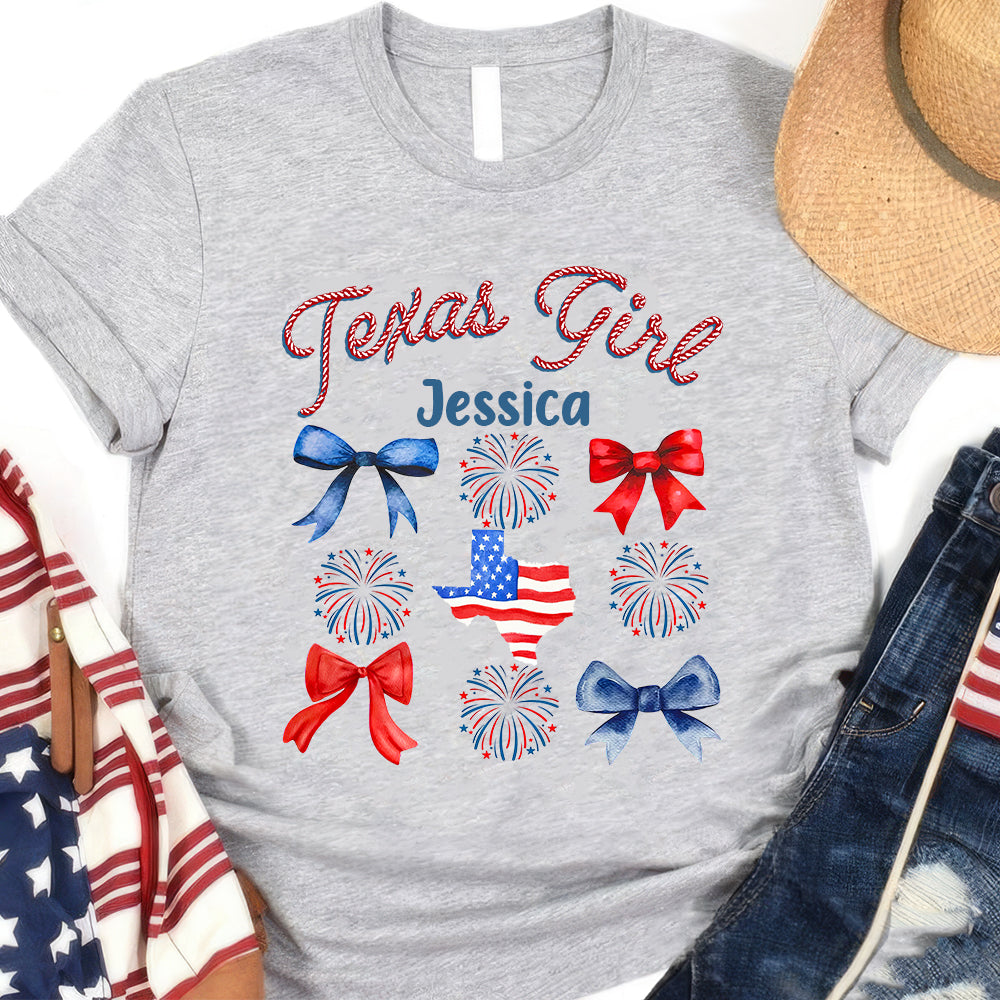 Personalized Texan Girl T-shirt For 4th Of July