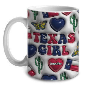 Texas Texan Girl Coffee Mug Cup With Custom Your Name