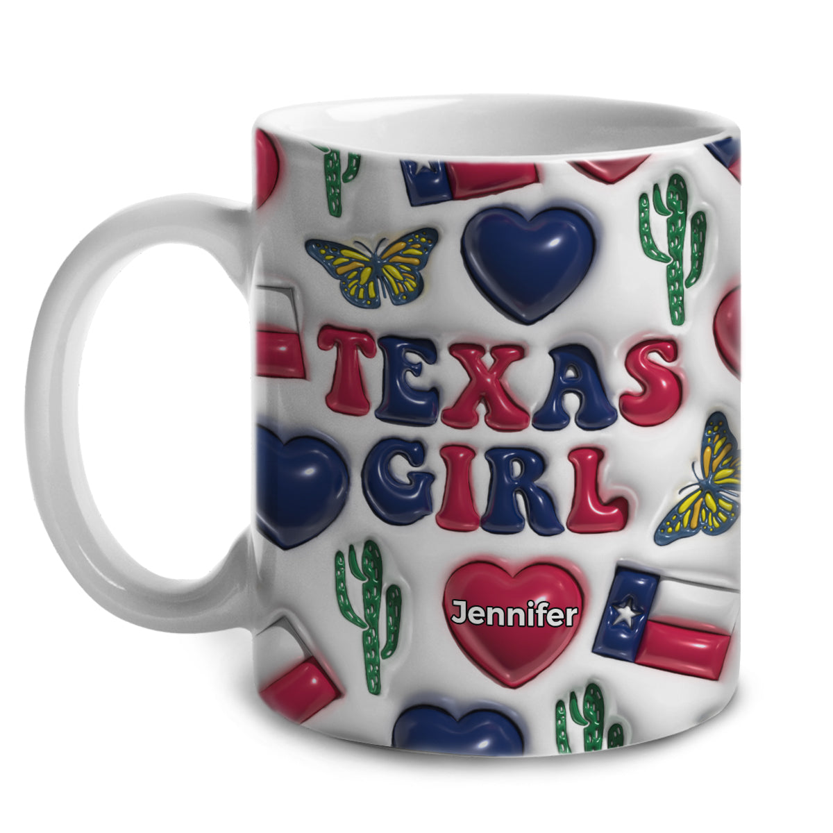 Texas Texan Girl Coffee Mug Cup With Custom Your Name