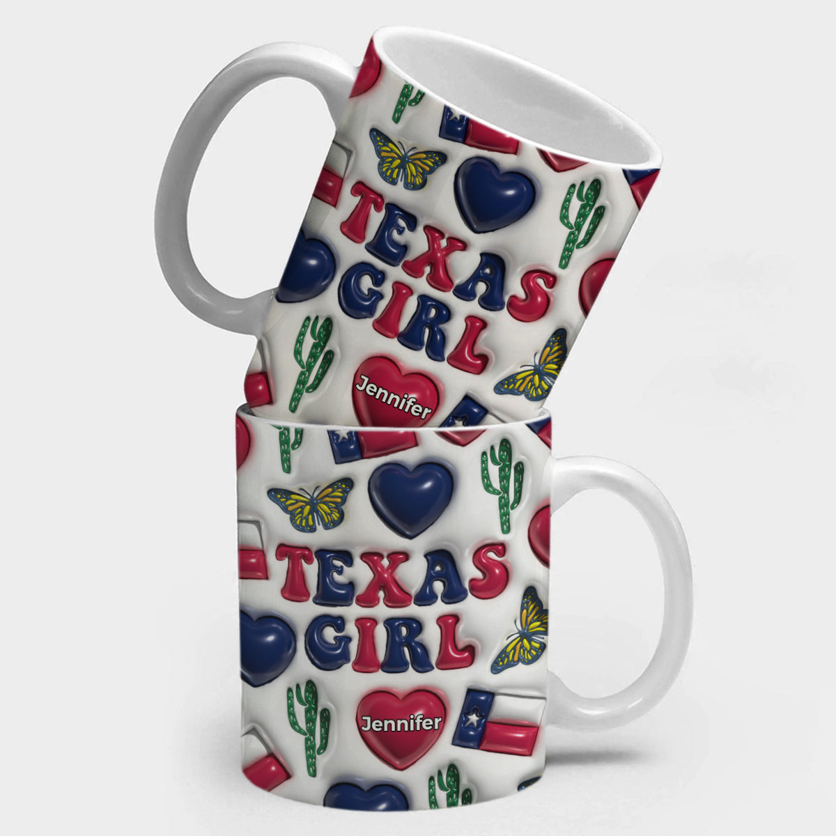 Texas Texan Girl Coffee Mug Cup With Custom Your Name
