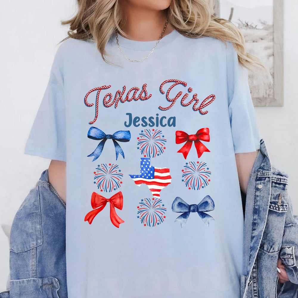 Personalized Texan Girl T-shirt For 4th Of July
