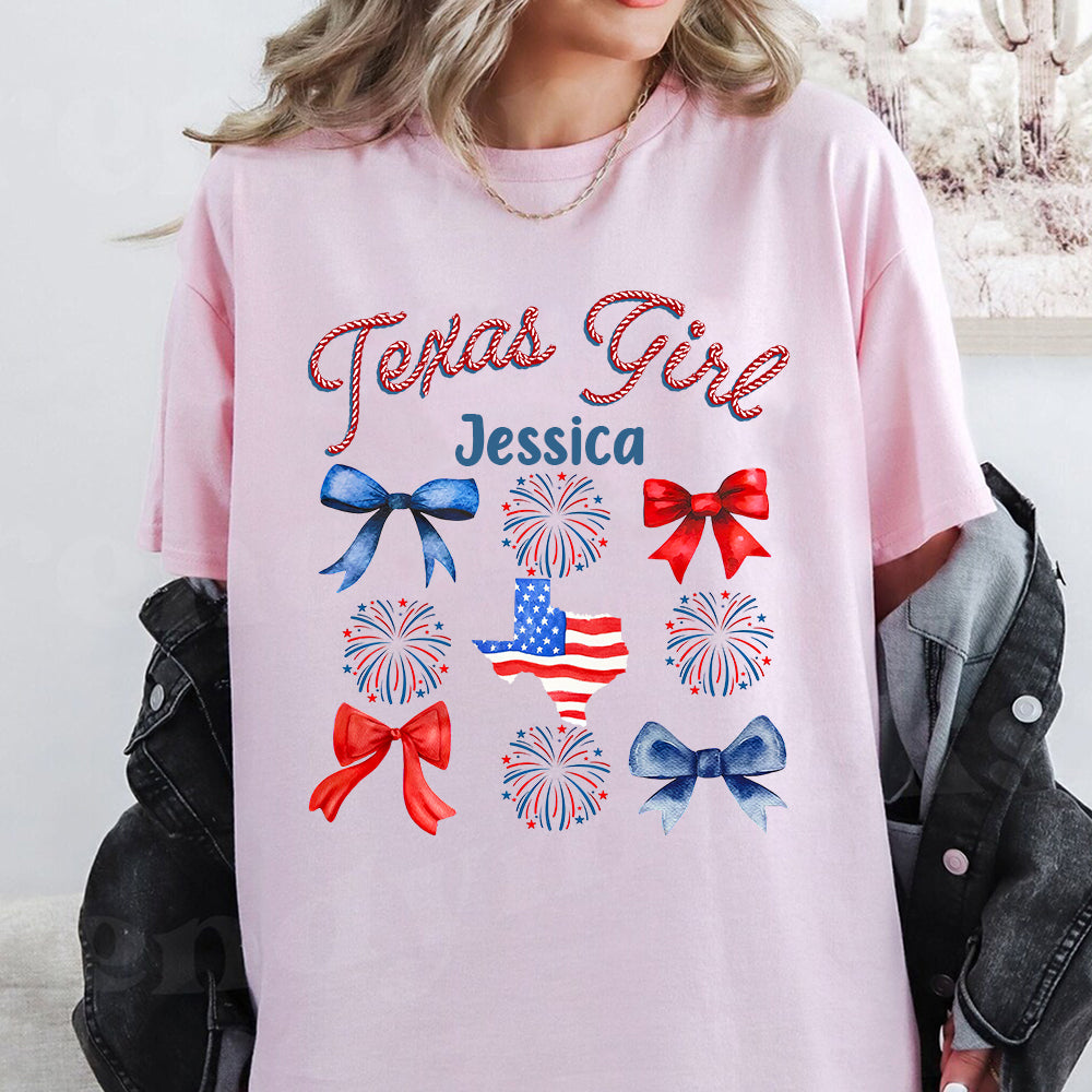 Personalized Texan Girl T-shirt For 4th Of July