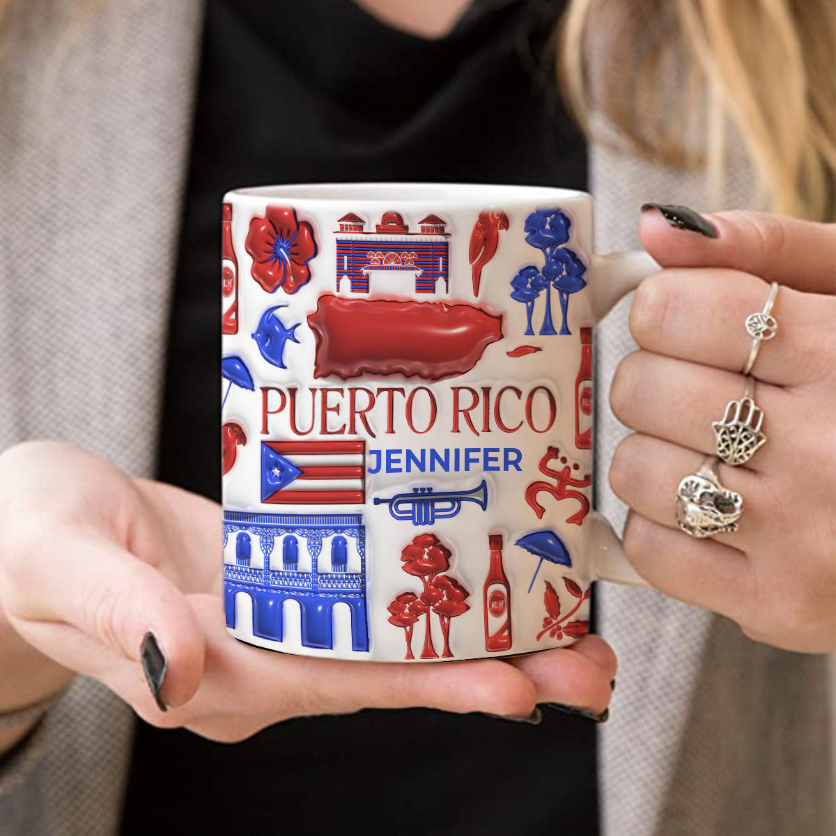 Custom Puerto Rico Colorful Flag Mug