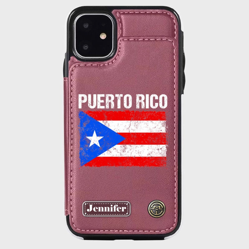 Personalized Puerto Rico Flag Wallet Phone Case