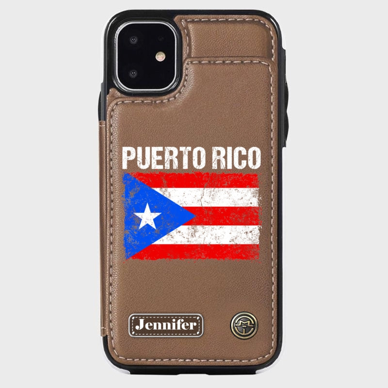 Personalized Puerto Rico Flag Wallet Phone Case