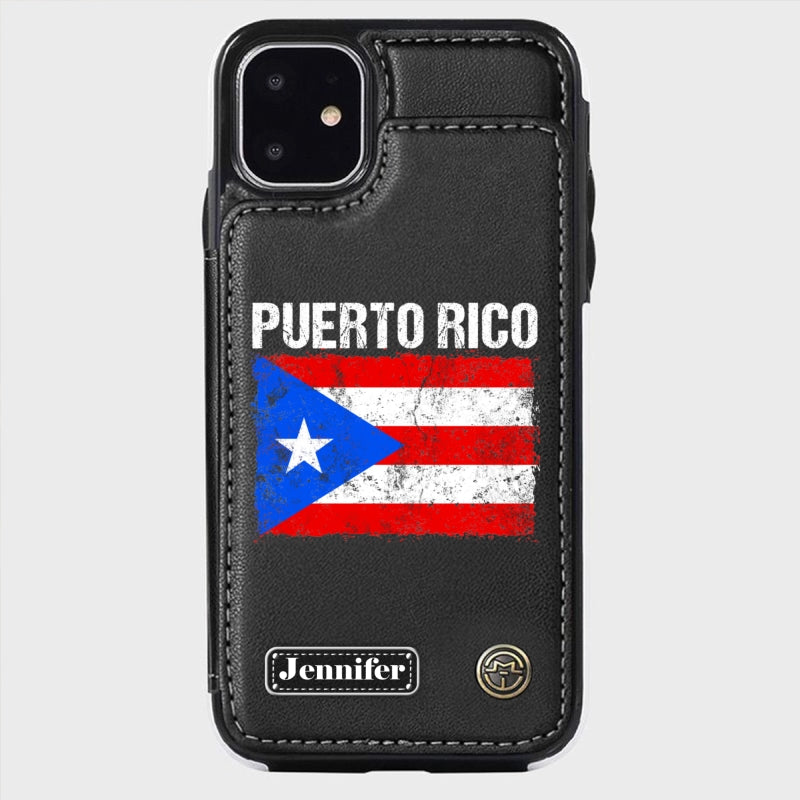 Personalized Puerto Rico Flag Wallet Phone Case