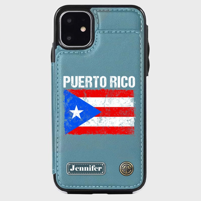 Personalized Puerto Rico Flag Wallet Phone Case