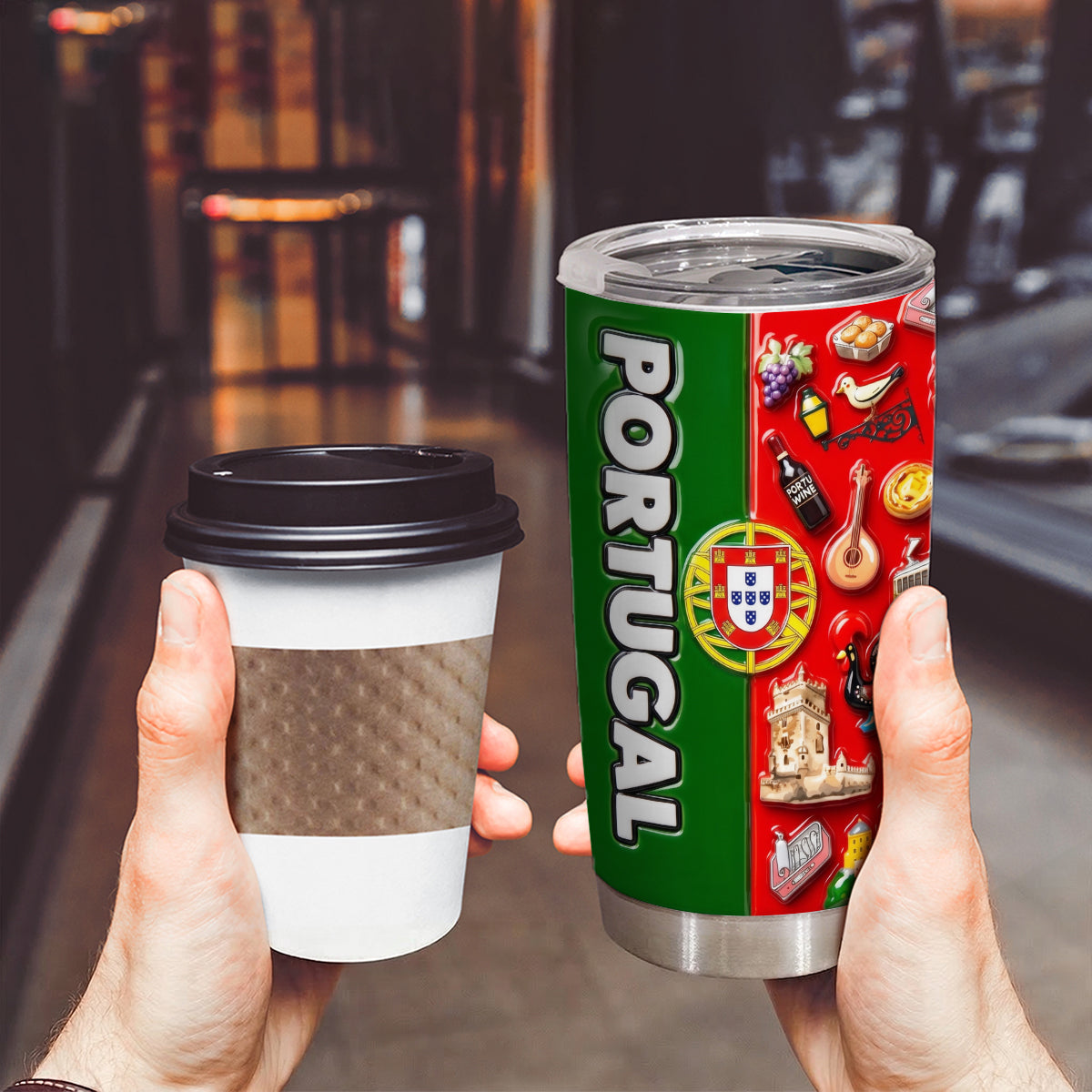 Custom Portugal Tumbler With Portugal Background