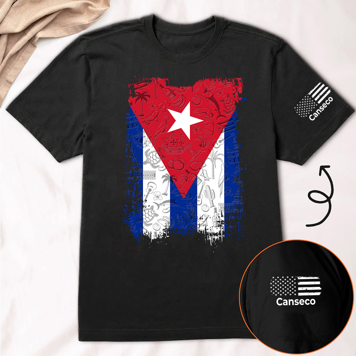 Cuba Flag T-Shirt With Custom Name On Sleeve
