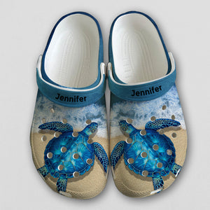Turtle On The Beach Personalized Clogs Shoes