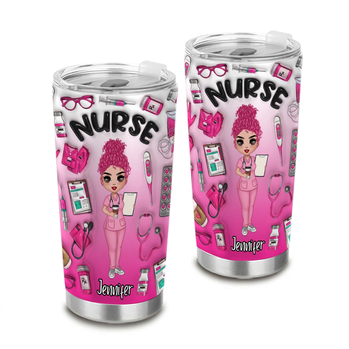 Custom Nurse Tumbler With Background Color