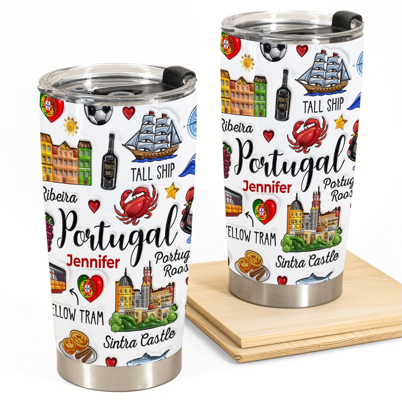 Custom Portugal Portuguese Tumbler Cup With Symbols