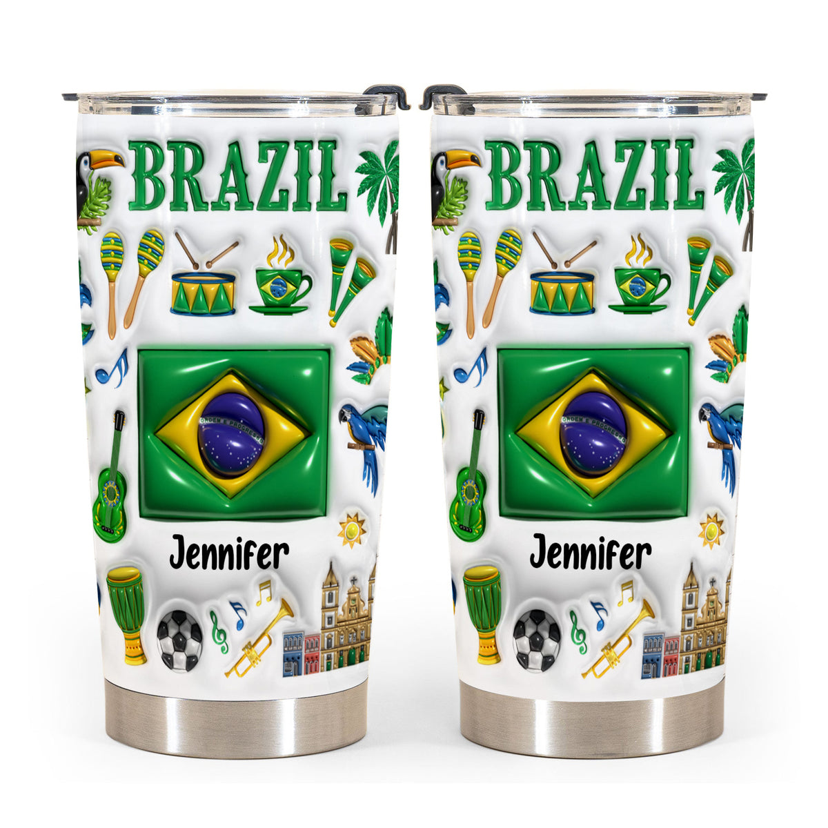 Custom Brazil Tumbler Cup With Your Name