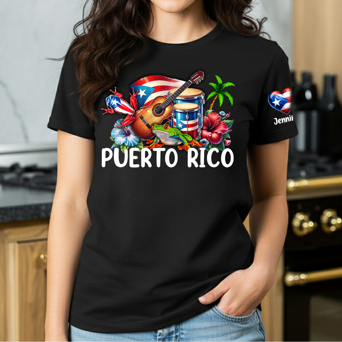 Custom Puerto Rico Puerto Rican Symbols T-shirt And Name