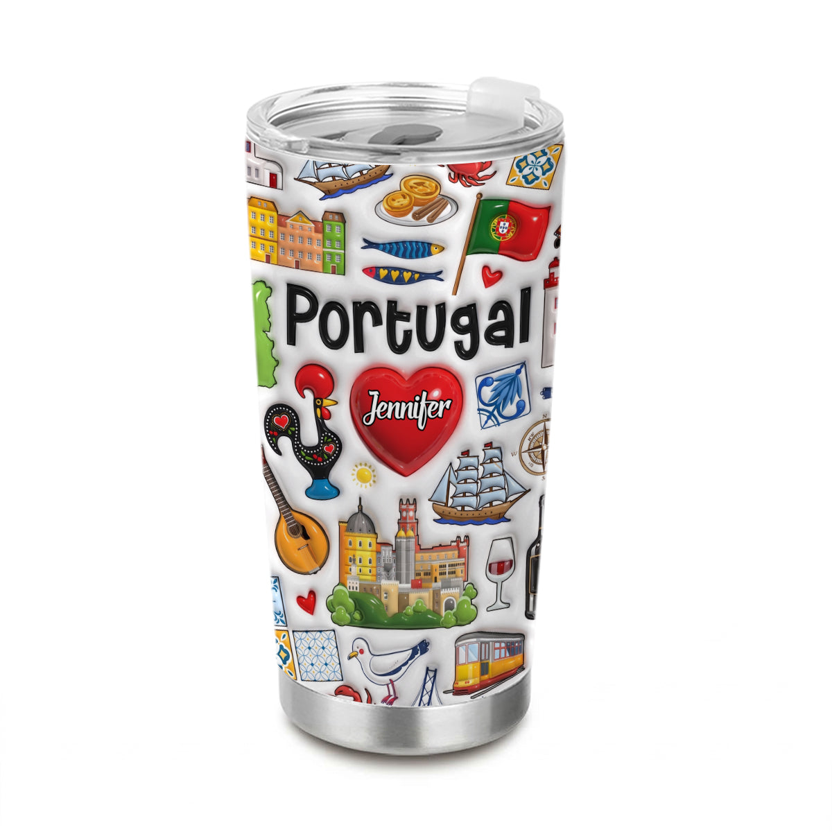 Custom Portugal Tumbler With Flag On Portugal
