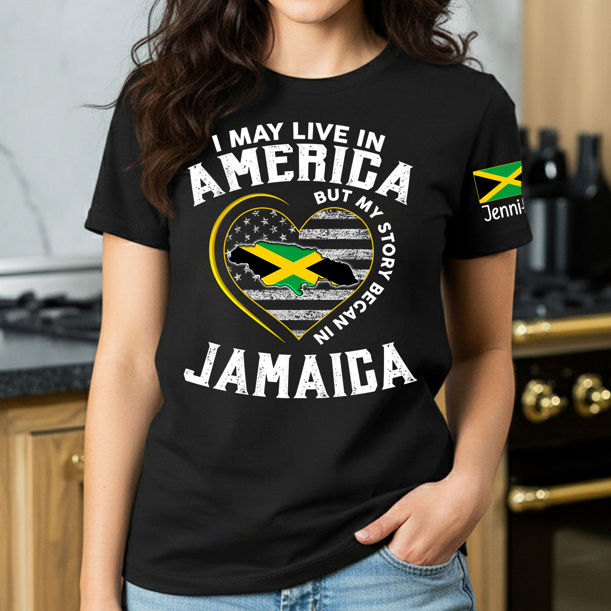 Custom My Story Began In Jamaica T-shirt With Name On The Sleeve