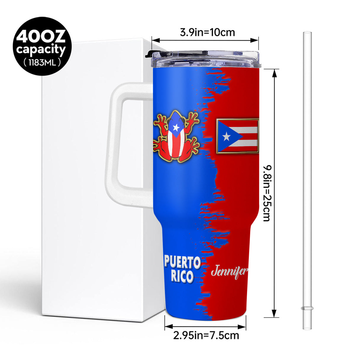 Custom Puerto Rican Pride 40oz Tumbler With Your Name