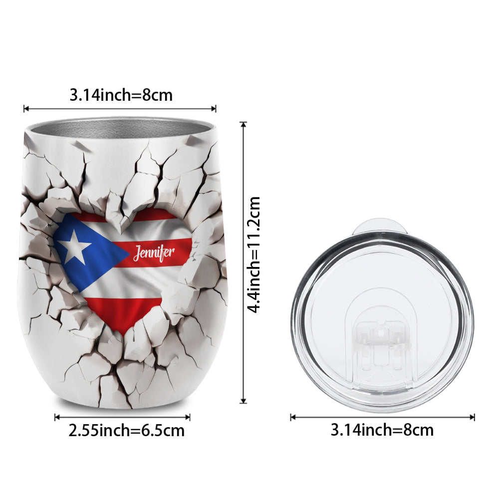 Custom Name Puerto Rico Pride Crack Wall Tumbler