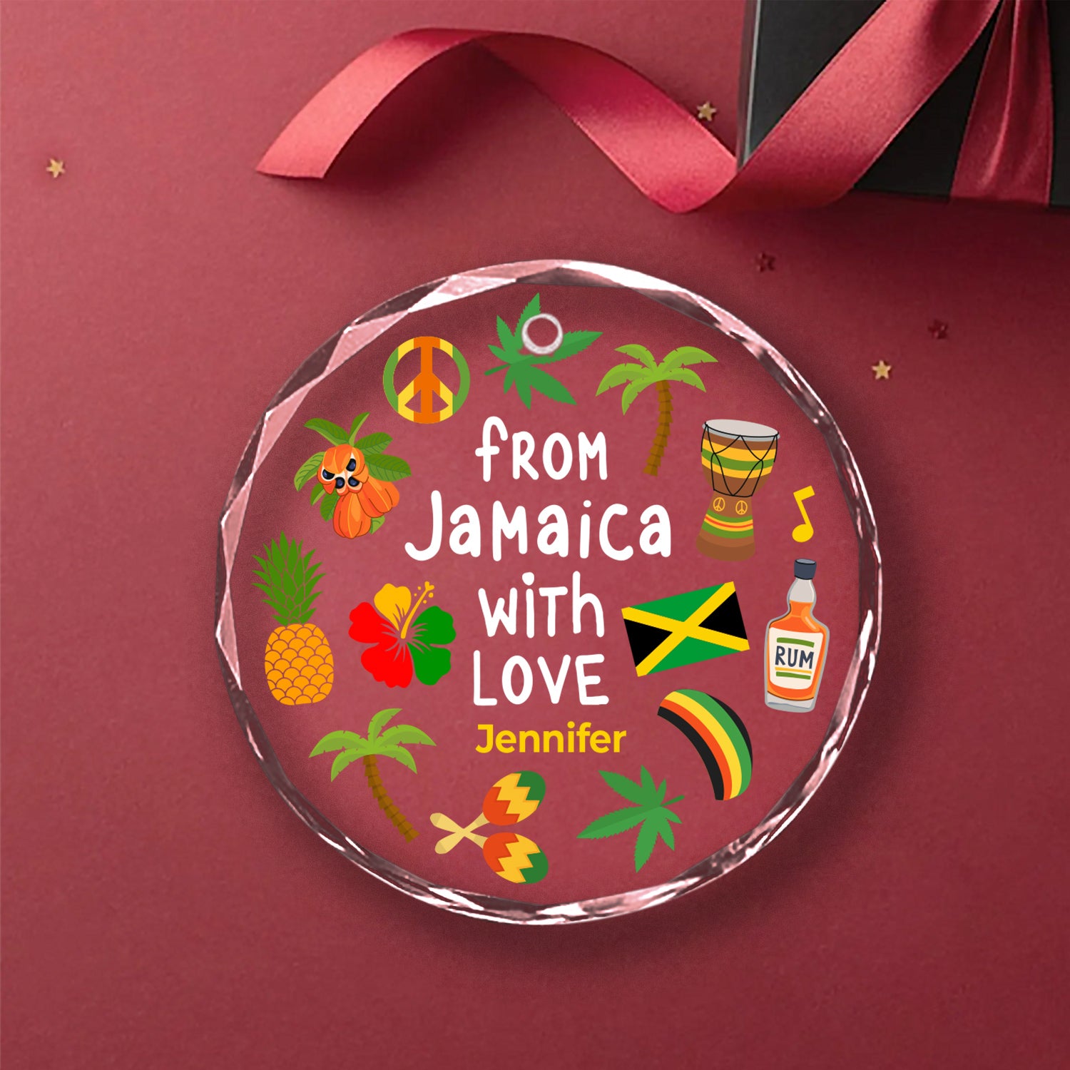 Custom From Jamaica With Love Glass Ornament