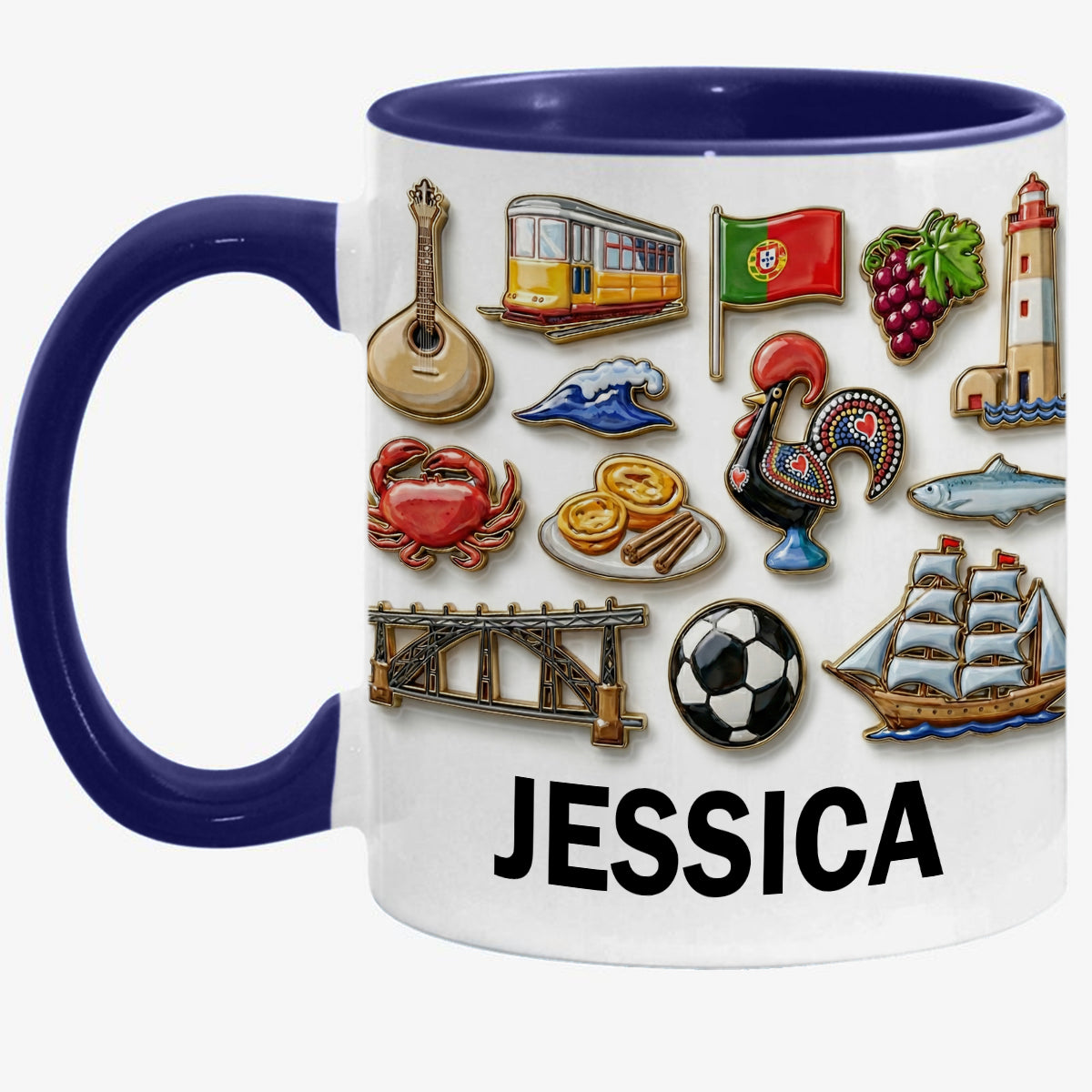 Portugal Culture 2D Printed Coffee Mug Cup Personalized With Name