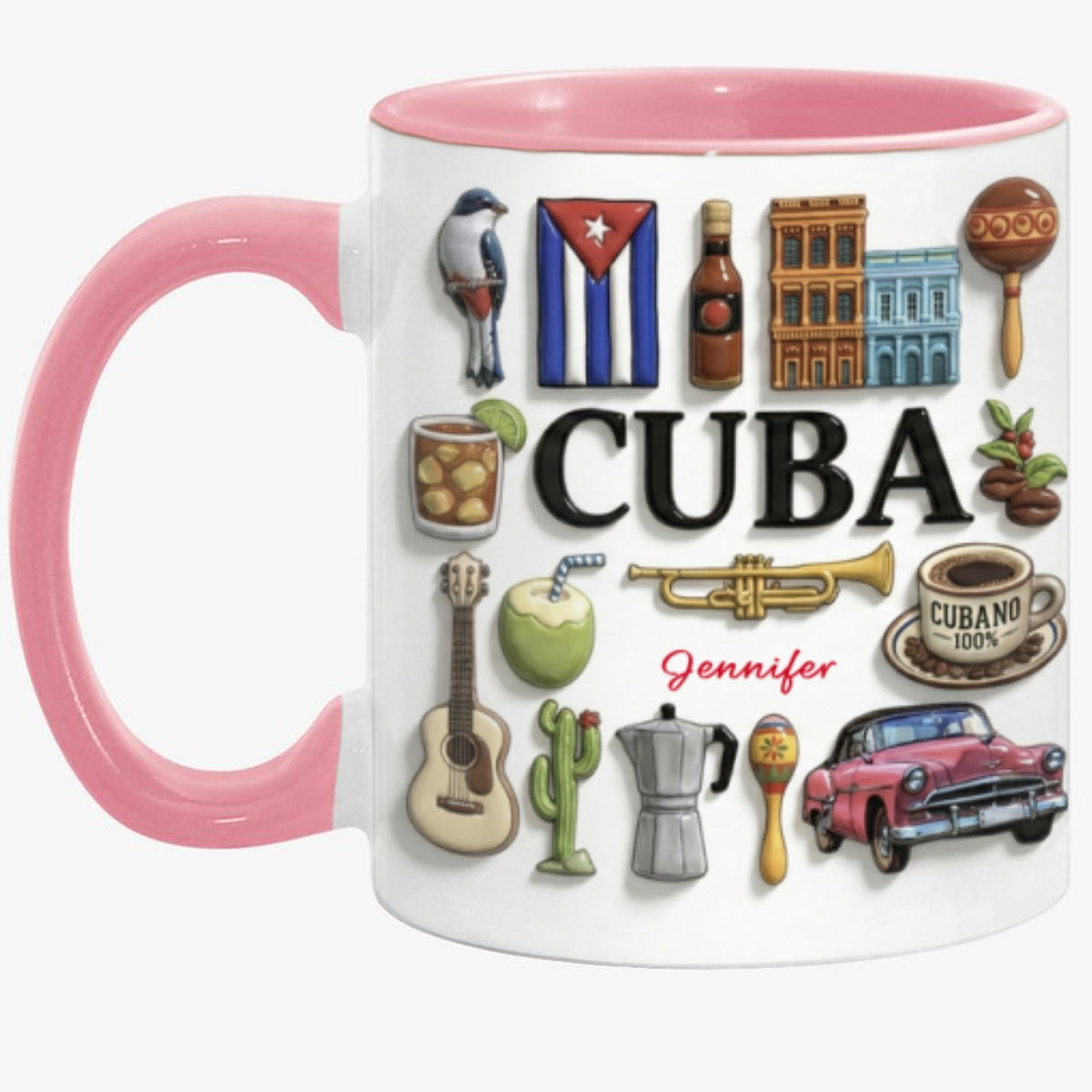 Custom Cuba Accent Mug With Many Cuba Symbols