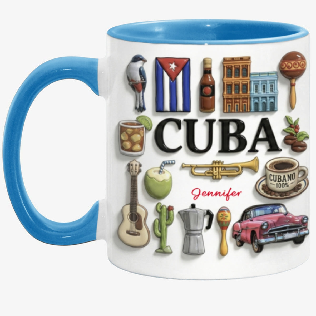 Custom Cuba Accent Mug With Many Cuba Symbols
