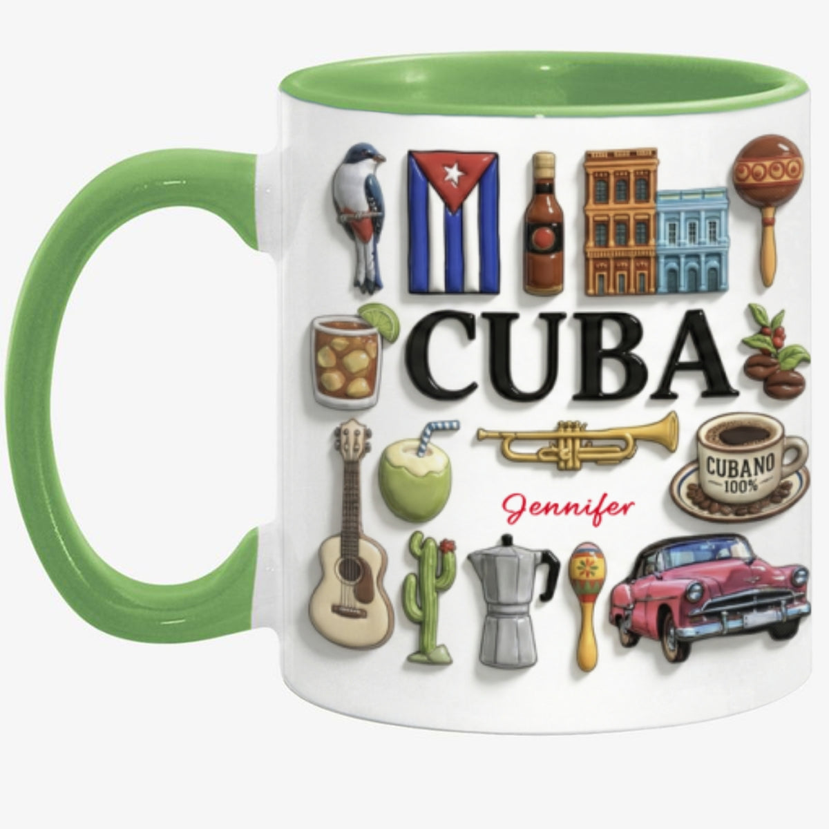 Custom Cuba Accent Mug With Many Cuba Symbols