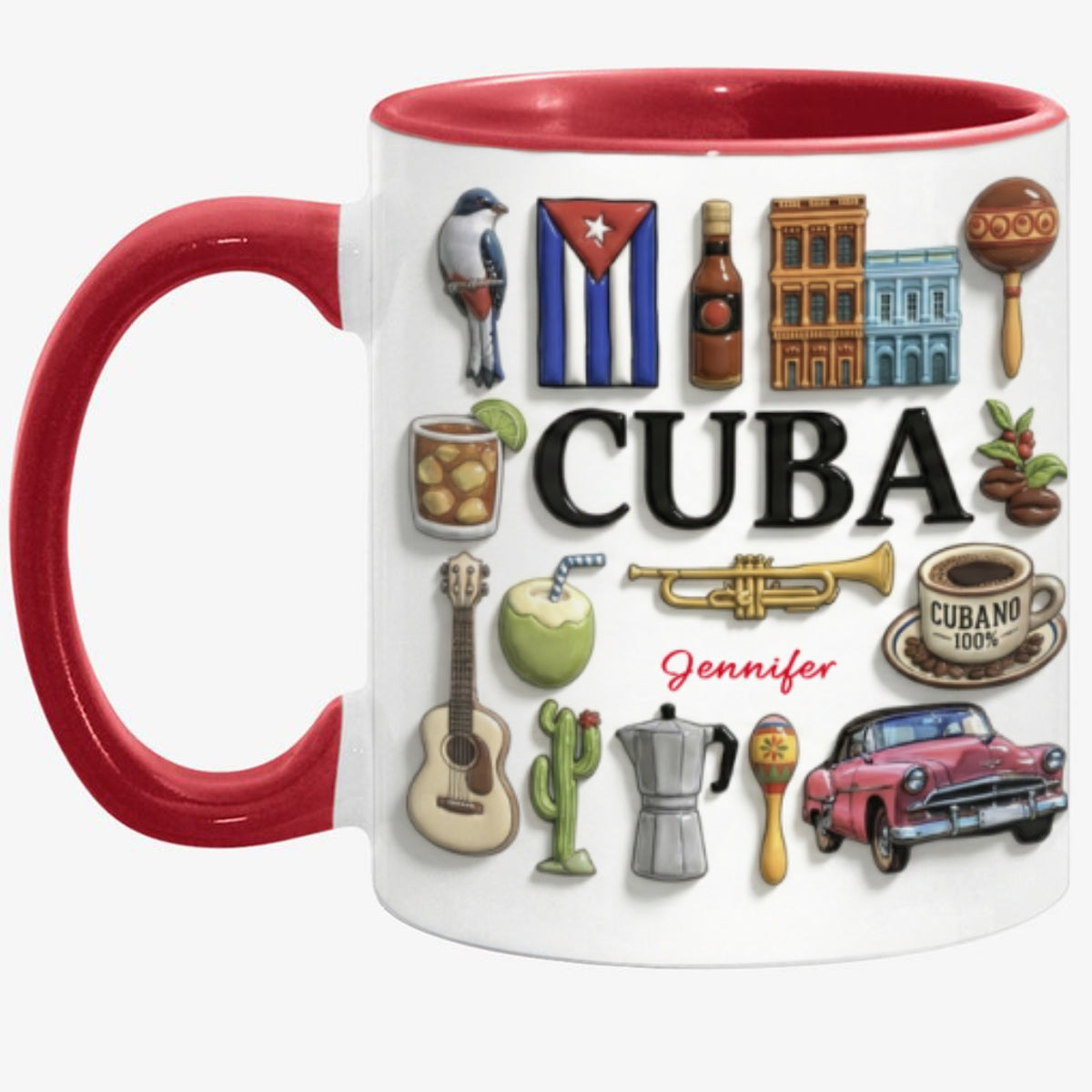 Custom Cuba Accent Mug With Many Cuba Symbols