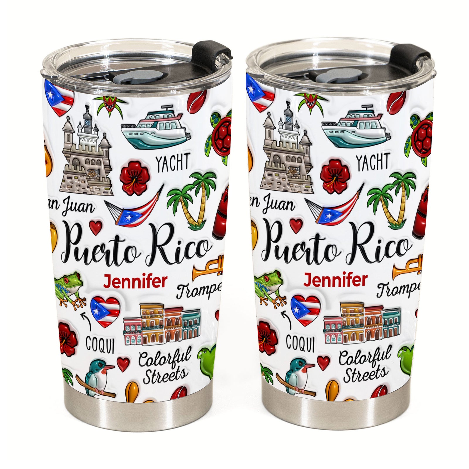 Custom Puerto Rico Boricua Tumbler Cup With Symbols