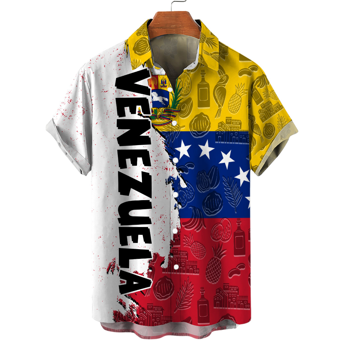 Venezuela Hawaiian Shirt With A Half Flag And Symbols