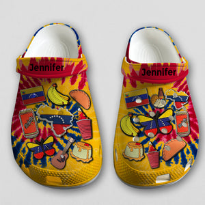 Venezuela Personalized Clogs Shoes With Symbols Tie Dye