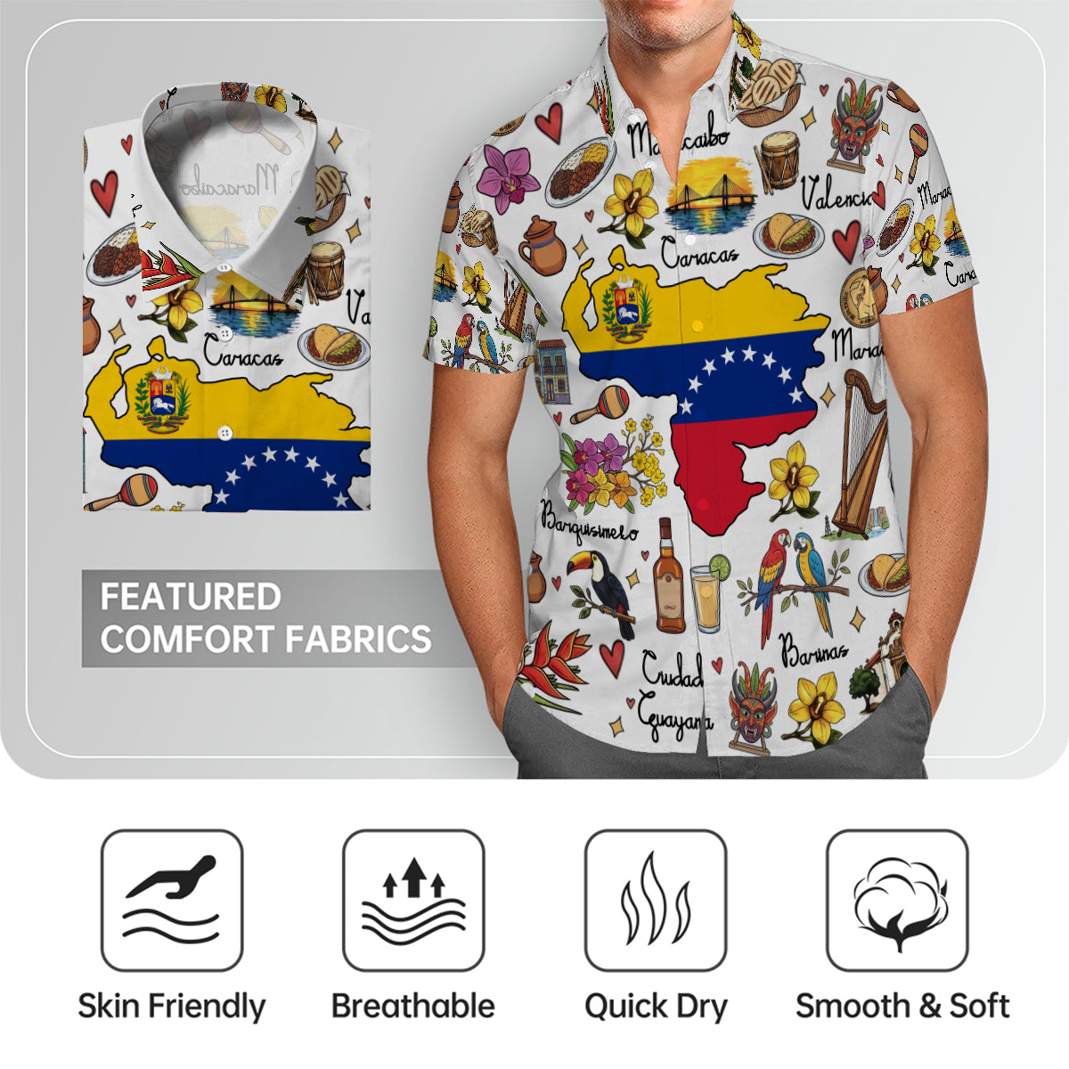 Venezuela Hawaiian Shirt with Cultural Doodle Icons