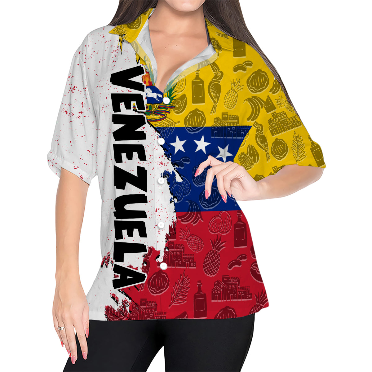 Venezuela Hawaiian Shirt With A Half Flag And Symbols