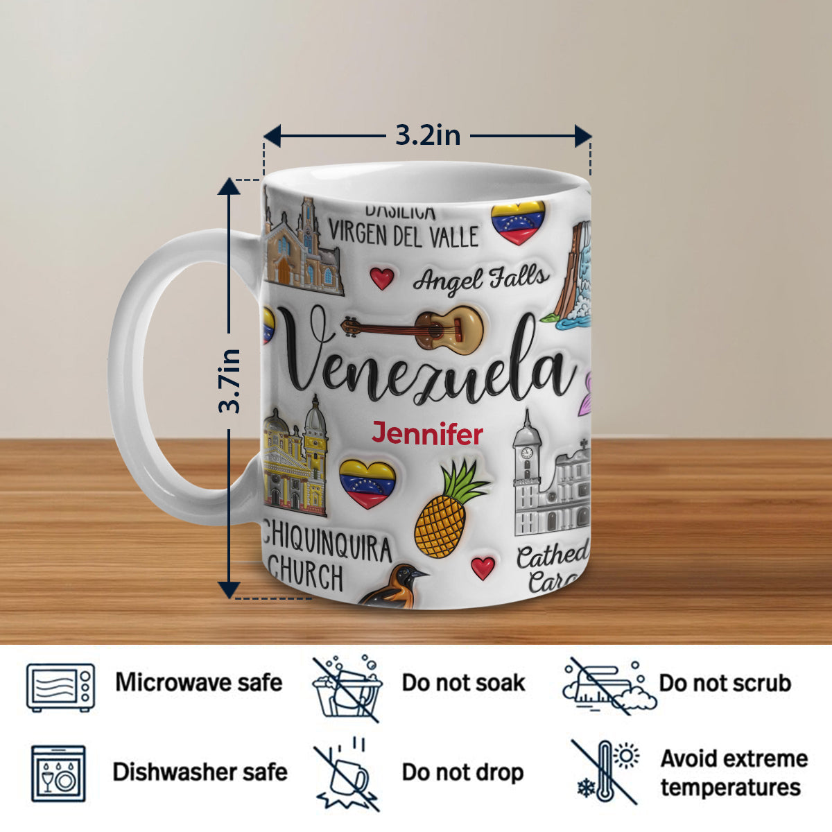 Custom Venezuela Coffee Mug Cup With Symbols