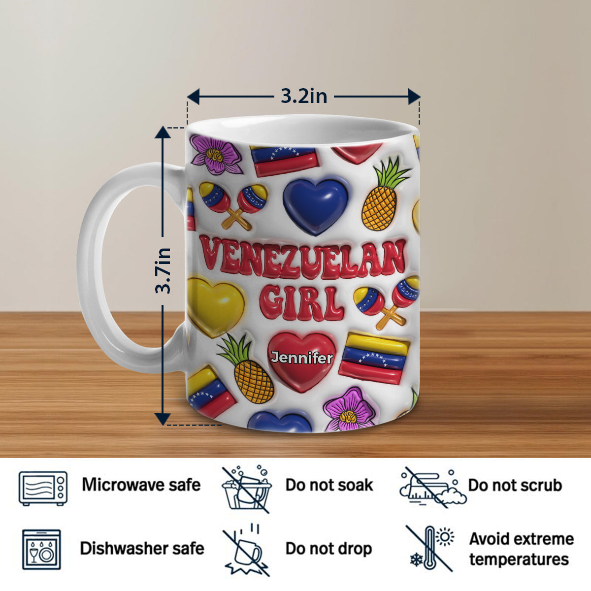 Venezuelan Girl Coffee Mug Cup With Custom Your Name