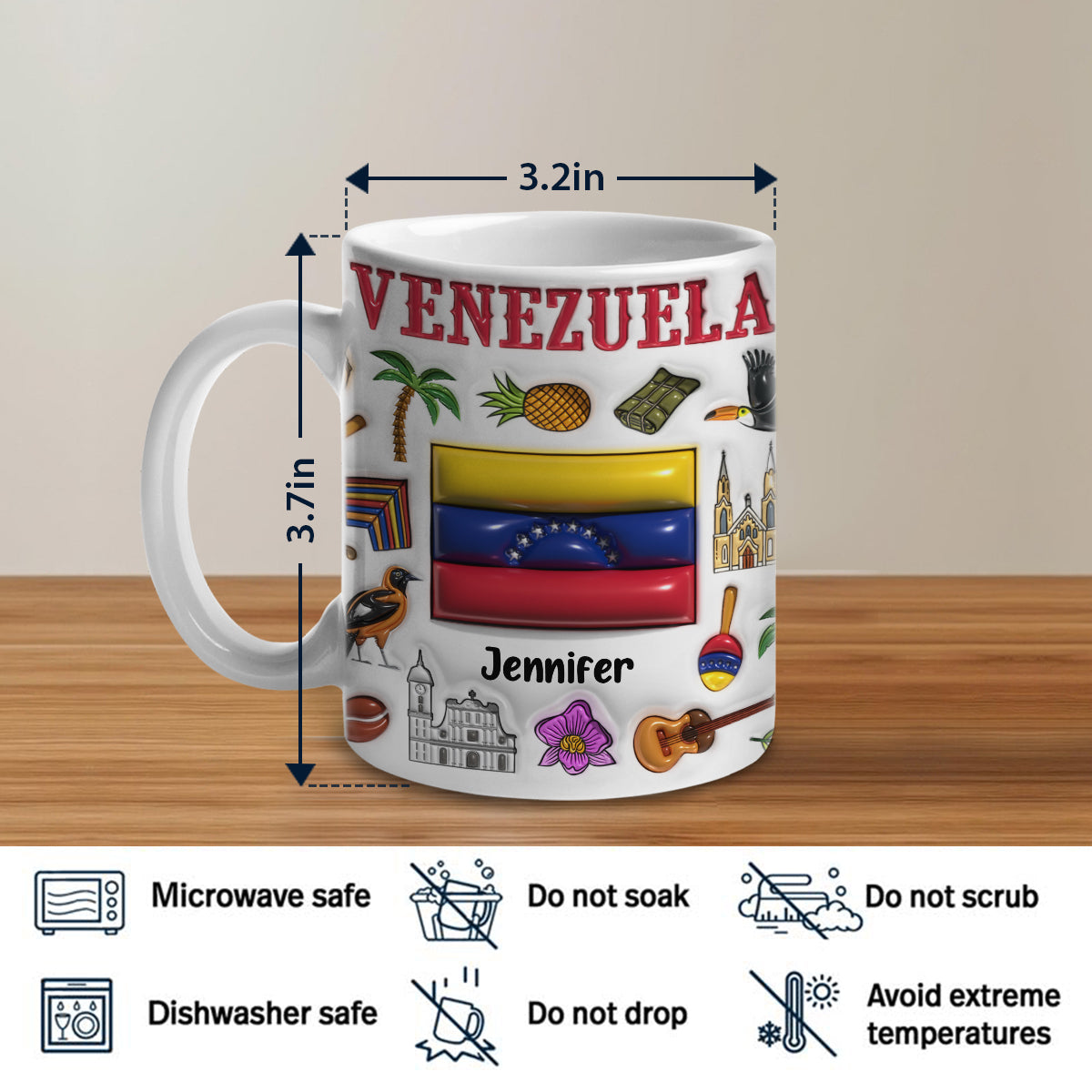 Custom Venezuela Coffee Mug Cup With Your Name v2