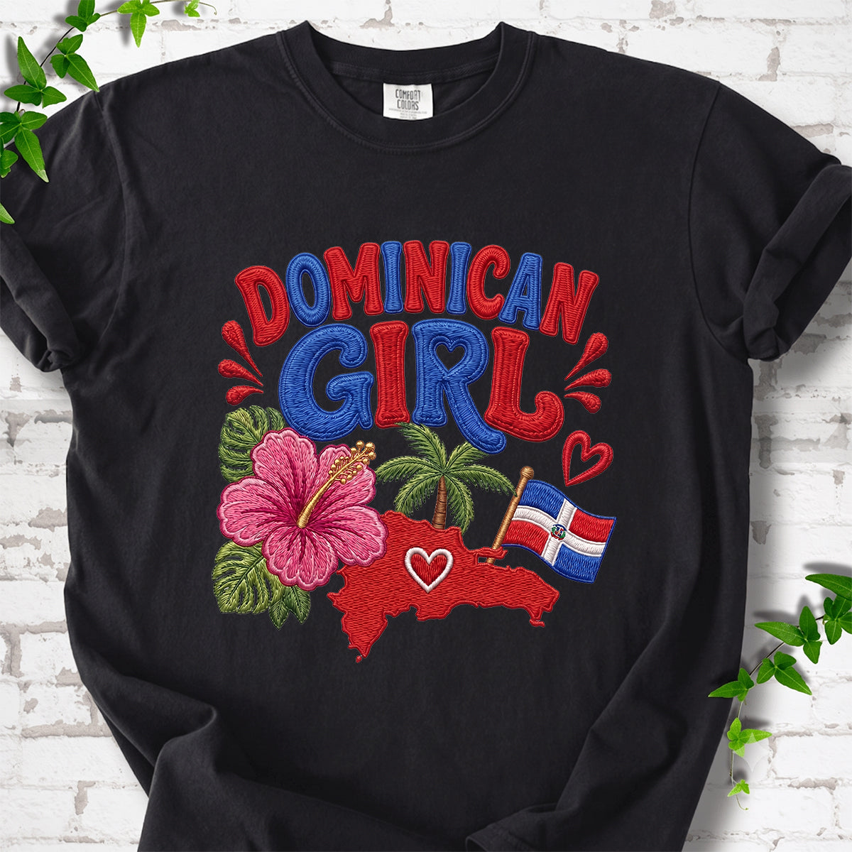 Vintage Dominican Girl Faux Embroidered T-shirt
