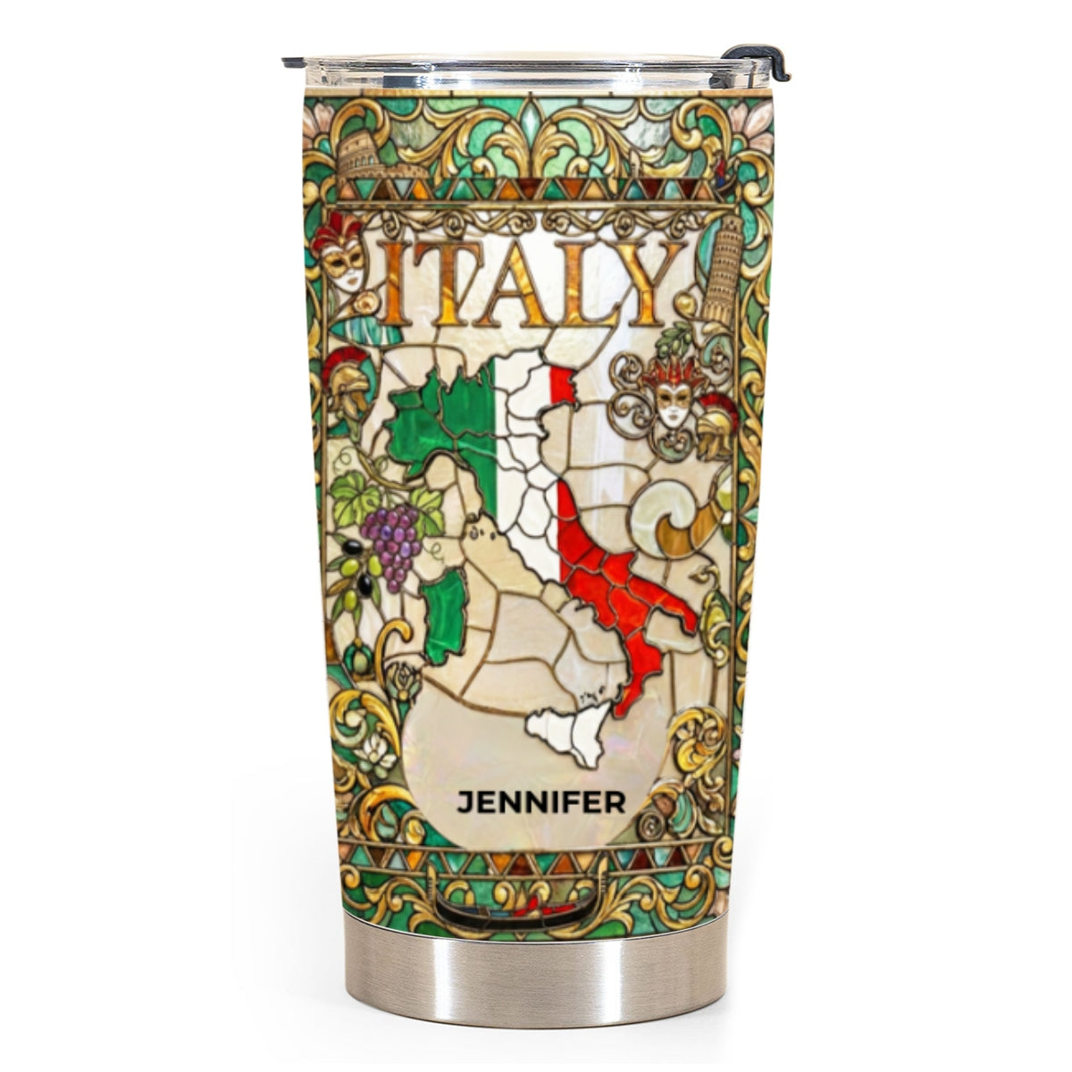 Custom Italy Italia Tumbler With Flower Patterns